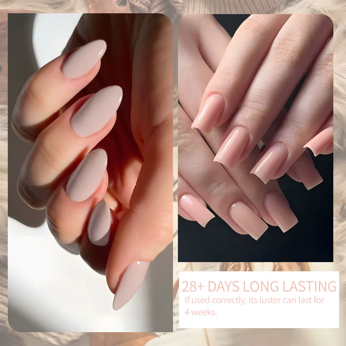 Ensemble de vernis à ongles en gel rose nude