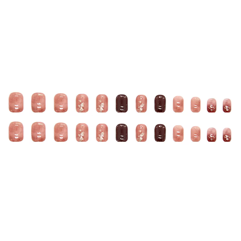 24 faux ongles rouges à presser avec breloques