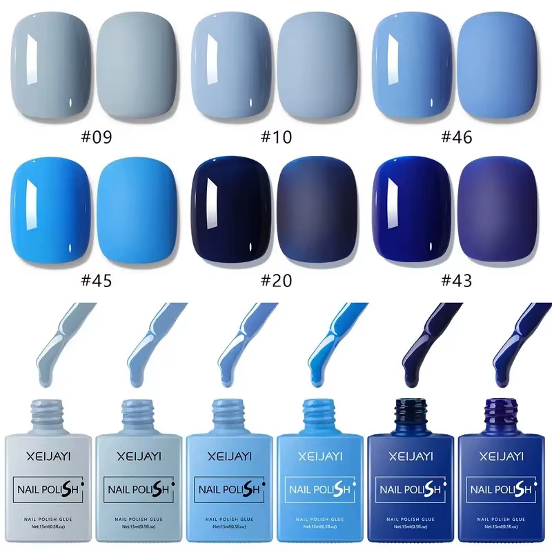 XEIJAYI 15ml Gel vernis à ongles 6 couleurs de bleu nu Nail Art