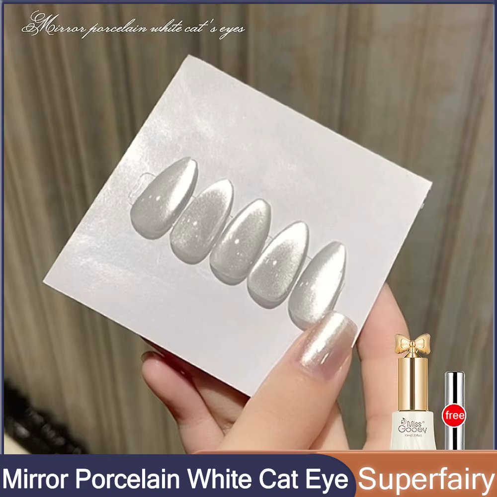 Verhéritage à ongles en gel œil de chat blanc