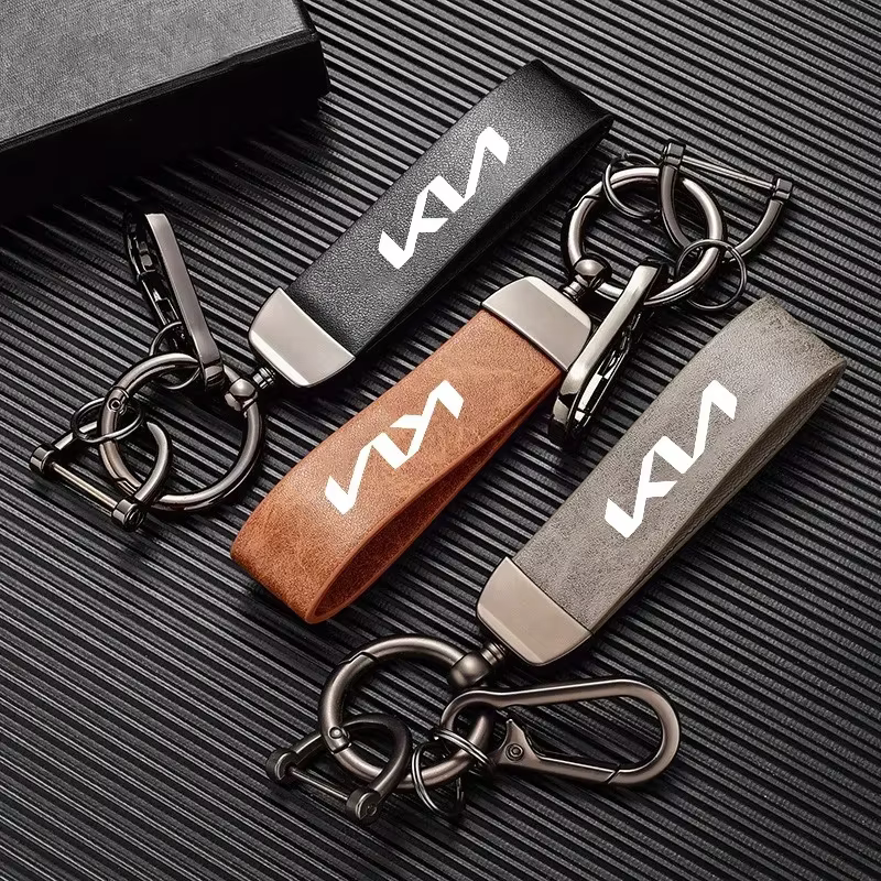 Porte-clés créatif avec logo de voiture, en cuir, à la mode, cadeau pour hommes et femmes, pour Kia rio ceed sportage cerato soul sorento k2 k5, accessoires
