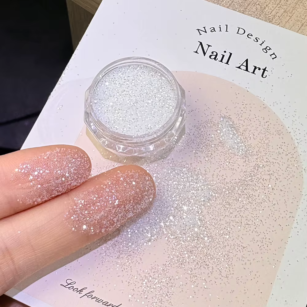 1.5g/pot blanc flocon de neige sucre poudre à ongles mer scintillant sel cristal diamant Pigment poussière bricolage hiver noël manucure décor F