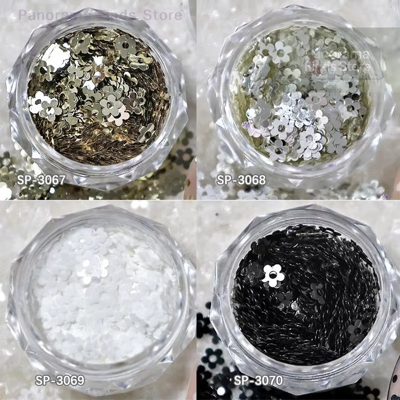 1 pot de paillettes en feuille d'or et d'argent pour ongles