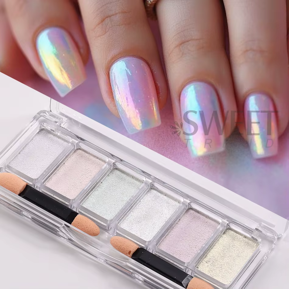 Poudre à ongles chromée 6 couleurs