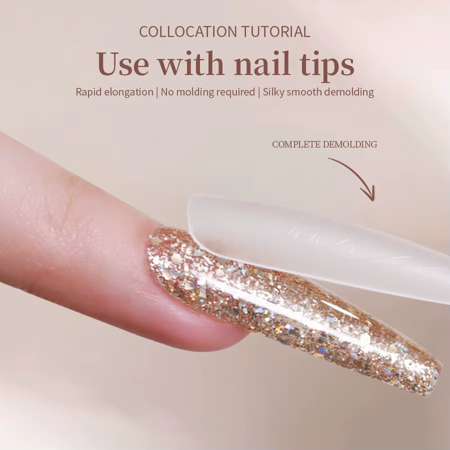 RSNAIL 5g 3 en 1 Extension Gel vernis à ongles doré argent paillettes scintillant construction UV Gel