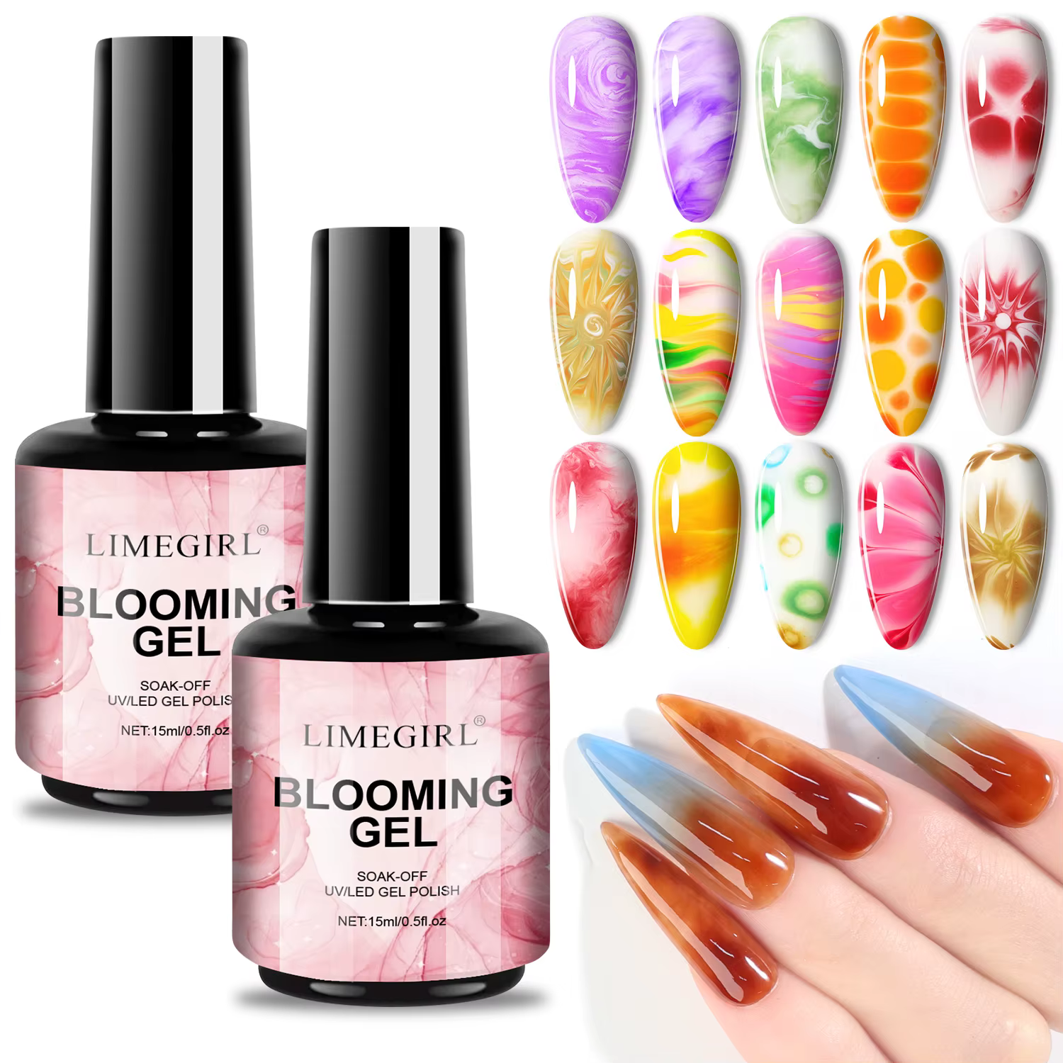 LIMEGIRL 15ML clair floraison Gel vernis UV trempage propagation marbre