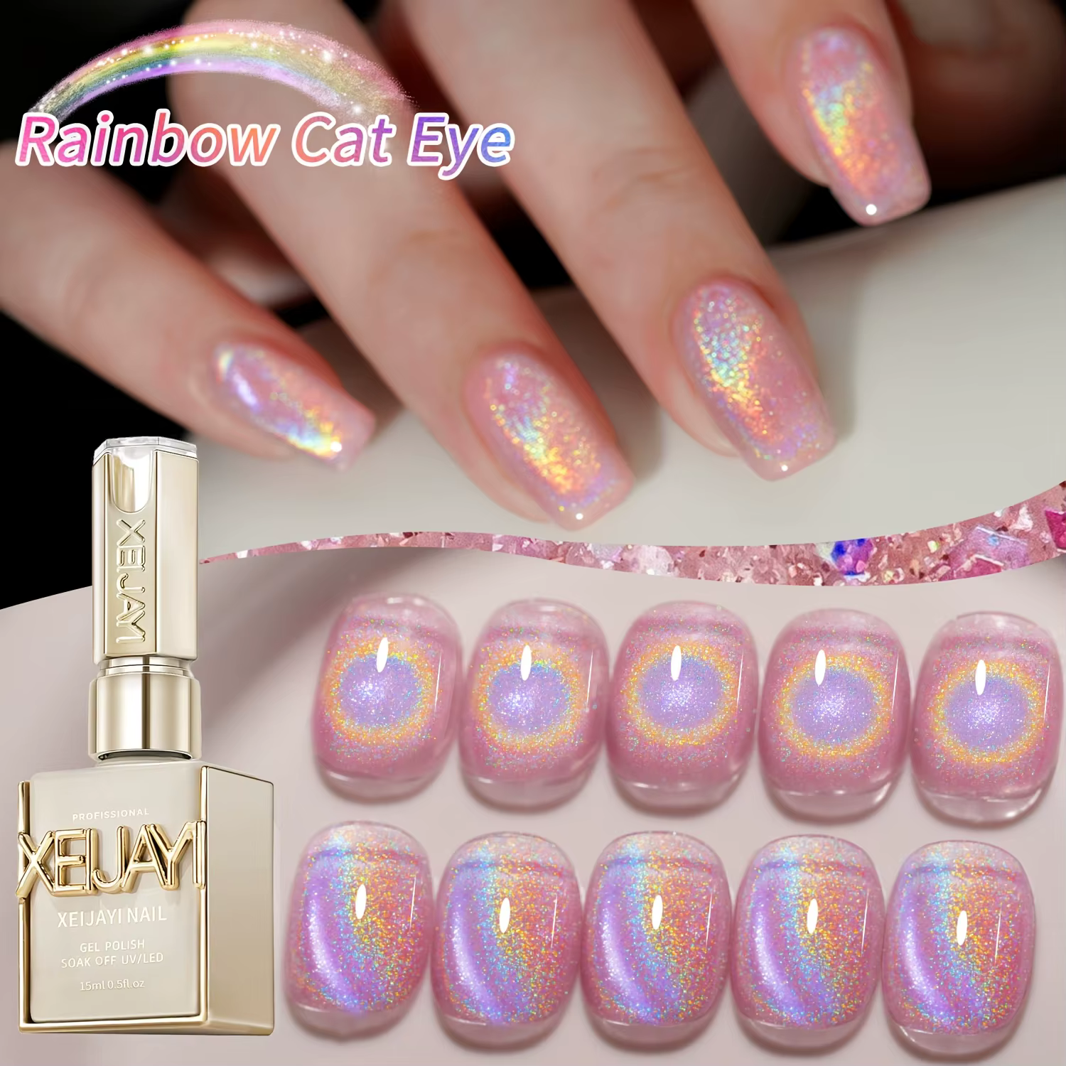 Vernis à ongles gel Rainbow Cat's Eye de 15Ml