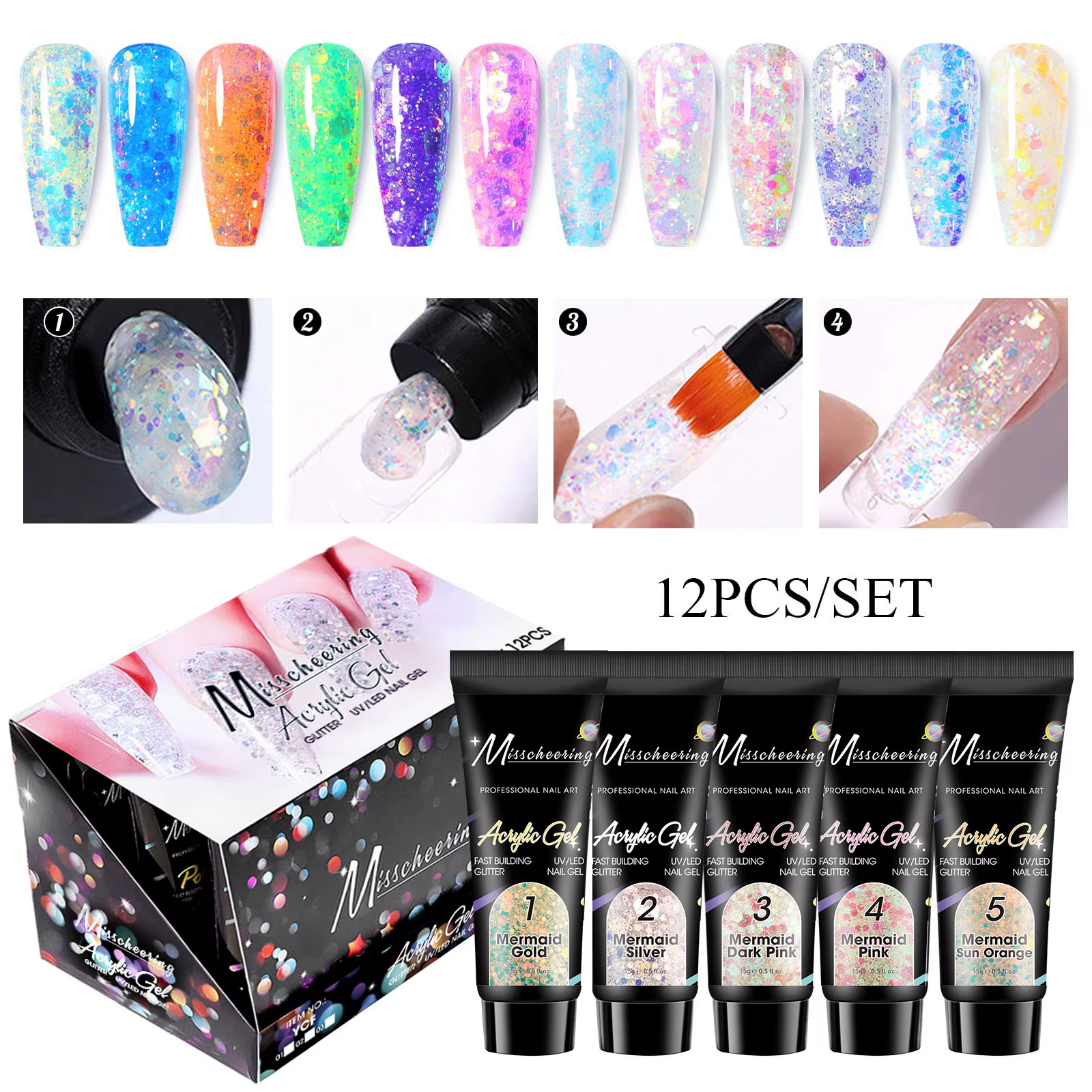 Gel Acrylique Poly Nails 60ml pour Extensions d'Ongles UV LED
