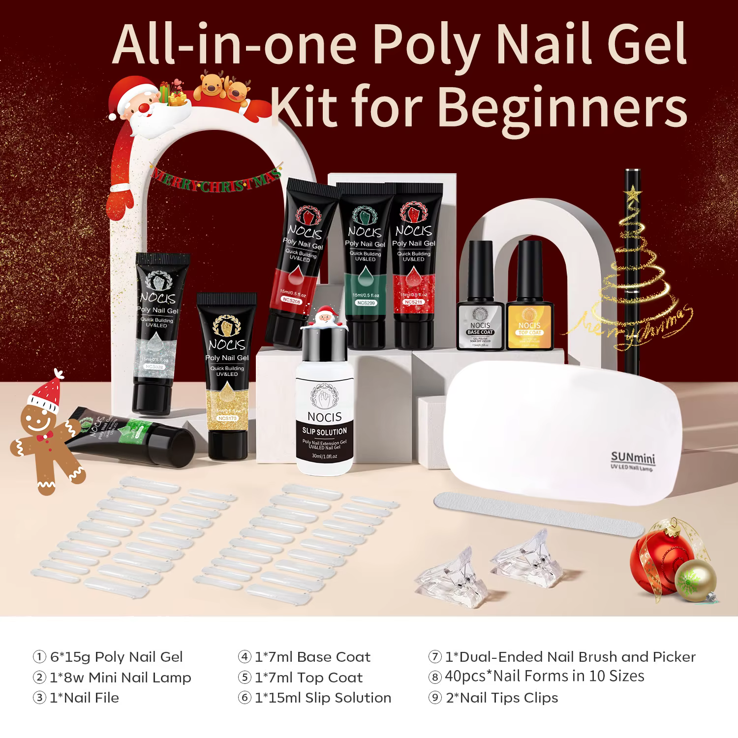 Kit de Gel Poly pour Ongles Tout-en-un 6 Couleurs 15g