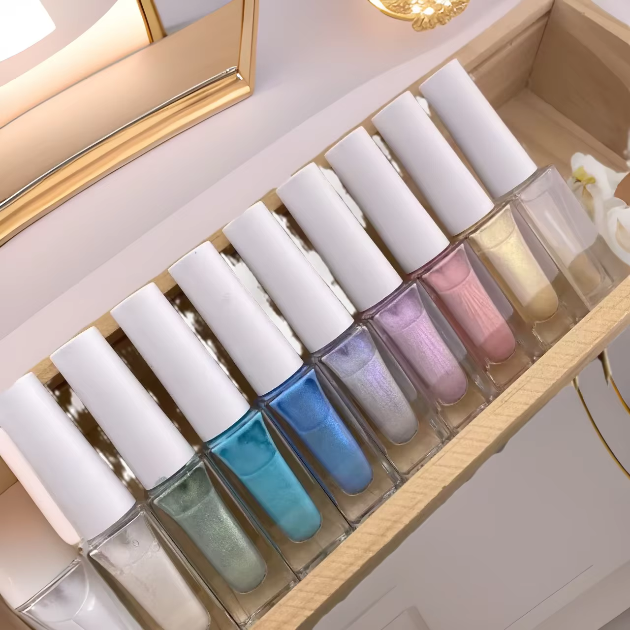 9 couleurs fée poudre paillettes floraison Gel vernis à ongles aquarelle encre peinture