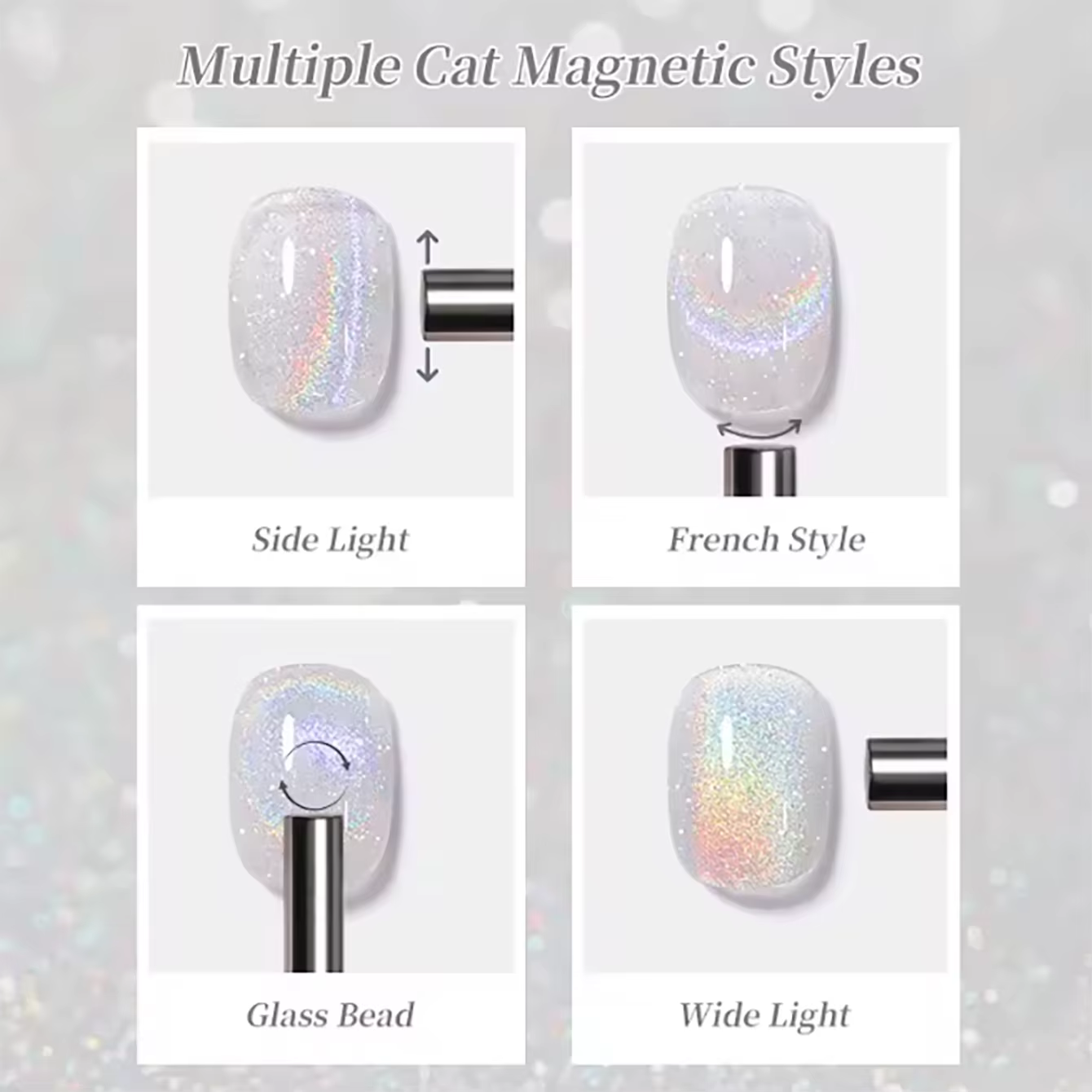 TC 10ml Nouveau Modèle 2026 Vernis Gel Magnétique Effet Œil de Chat Holographique Pailleté Blanc Réfléchissant Galactique Soak Off UV LED pour Nail Art