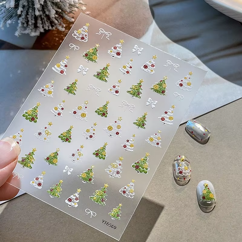 Autocollants pour ongles en forme d'arbre de noël