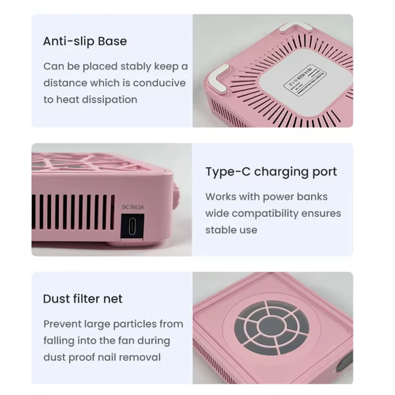 Aspirateur à poussière pour ongles professionnel rechargeable, puissant, avec aspiration réglable et faible bruit