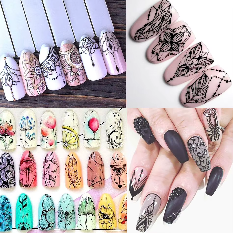 Ongles décalcomanies à l'eau motif abstrait autocollants