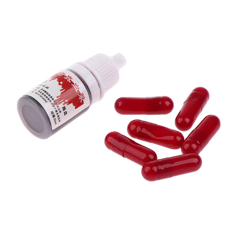 Fausses pilules de sang de Vampire réalistes, 6 pièces/10 pièces, fausses gélules d'horreur, jouets drôles, accessoires de fête Halloween journée d'avril