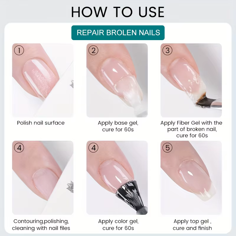 Gel de construction rapide en fibre de verre 15g pour ongles abîmés