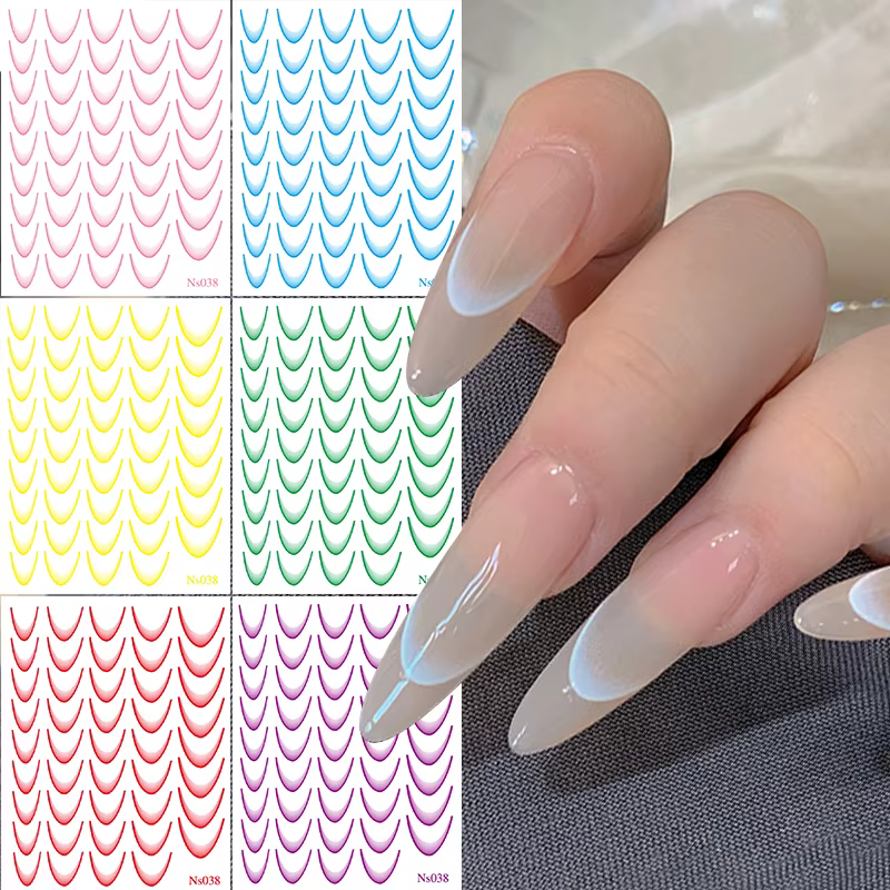 Autocollant pour Ongles Noir à la Française pour Manucure