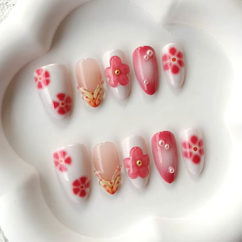 10 faux ongles courts en forme d'amande