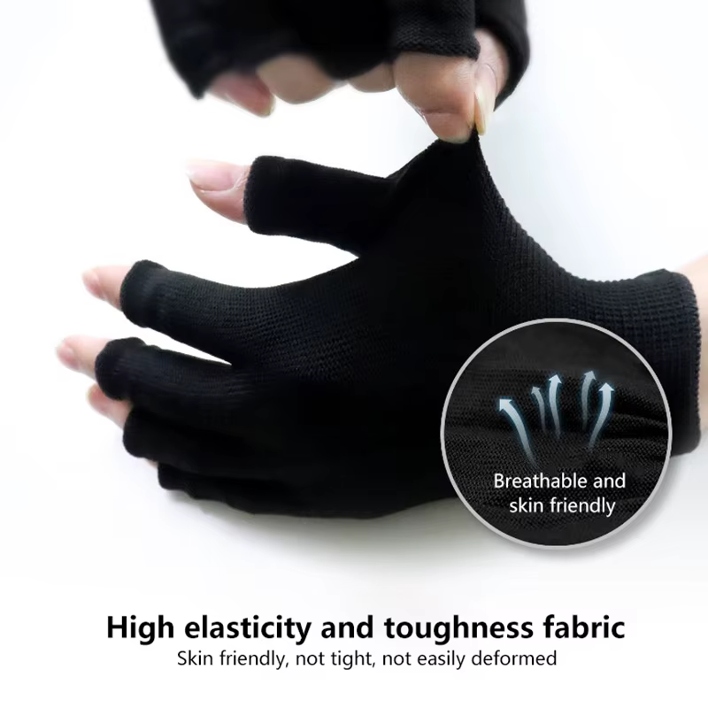 Gants fins anti-UV noirs pour ongles