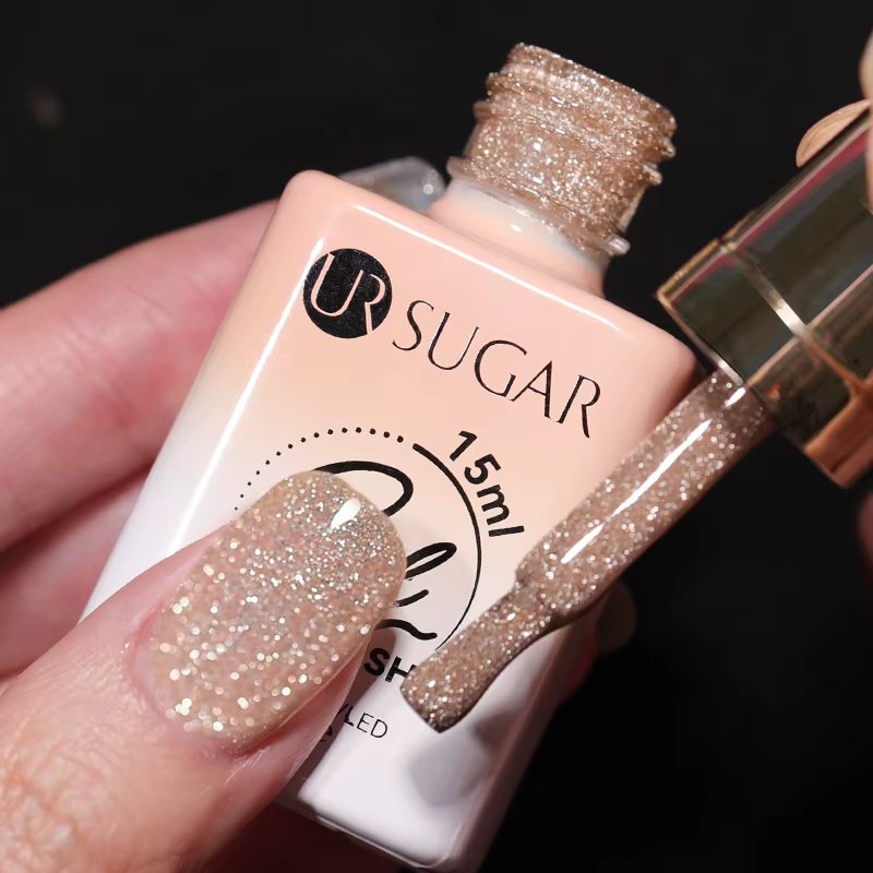 UR SUGAR 15ml Champagne or argent réfléchissant paillettes Gel vernis à ongles
