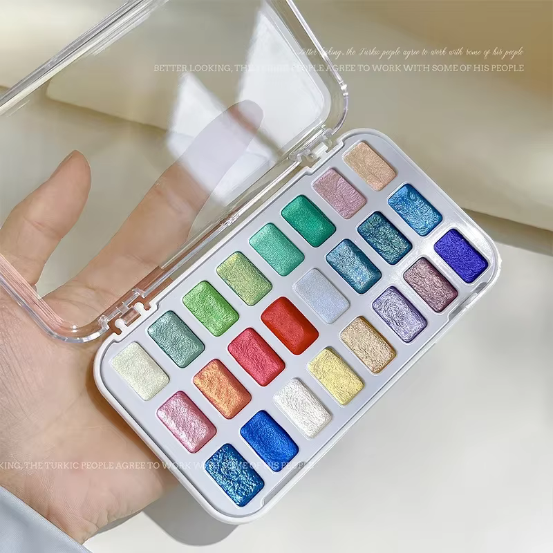24 couleurs ongles solide Pigment Aurora nacré Nail Art aquarelle métallique Palette peinture dessiner Chrome caméléon