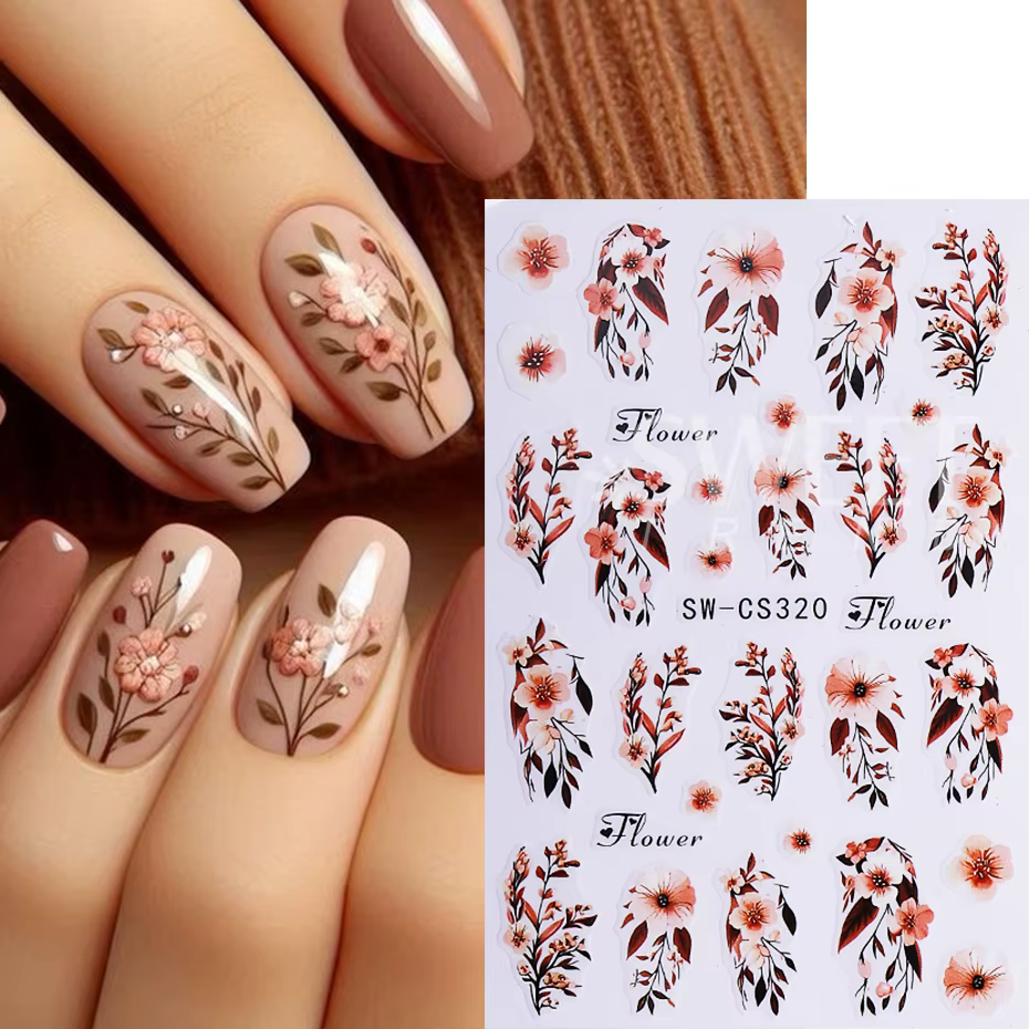 Autocollants pour ongles en feuille d'érable d'automne