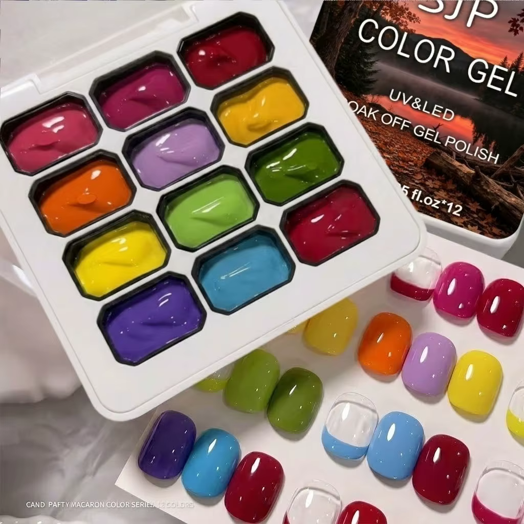 Gel solide pour soins des ongles arc-en-ciel 12 couleurs