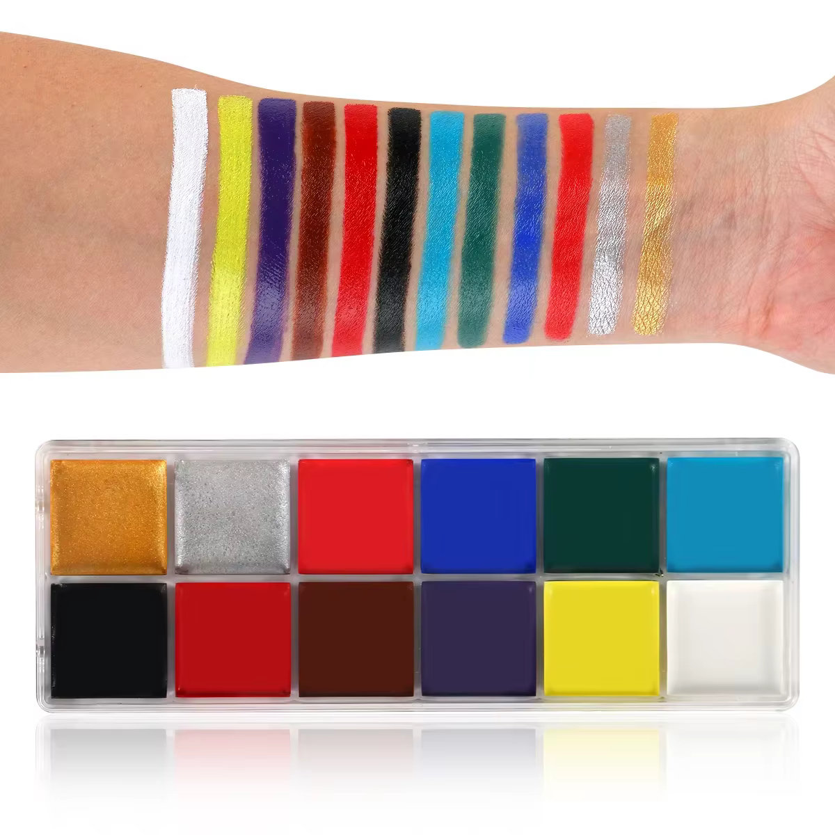 Palette de pigments professionnels pour maquillage de visage et de corps, 12 couleurs, peinture à l'huile, maquillage de fête