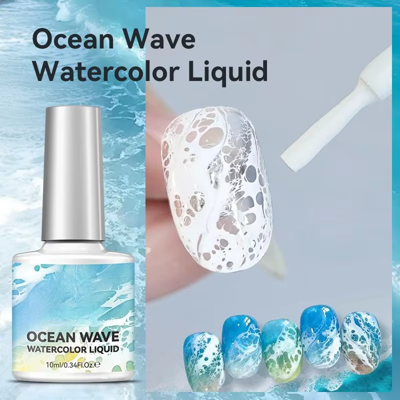 Gel à ongles liquide blanc effet vague éclatante