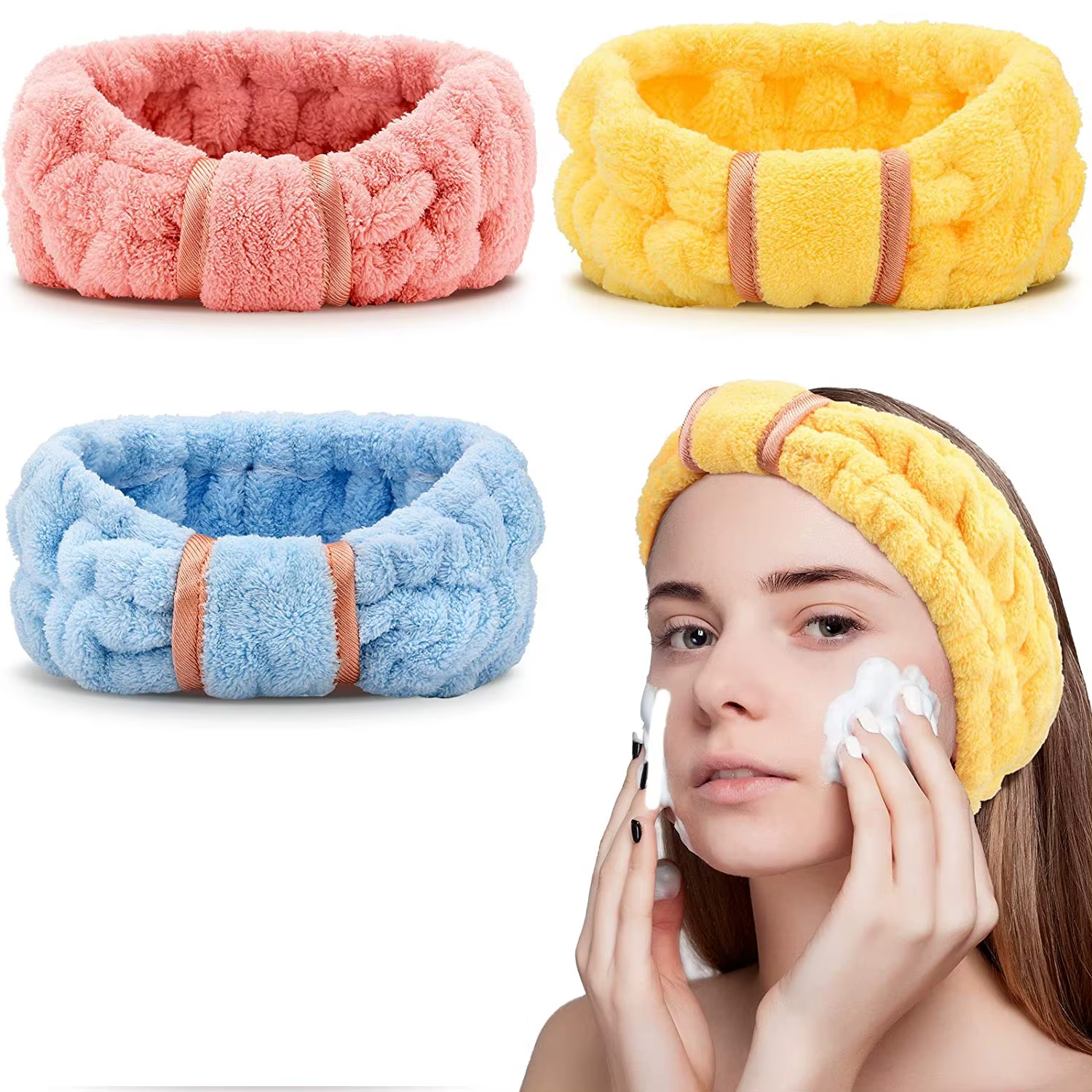 Bandeaux Spa bandeaux pour le visage bandeaux de maquillage élastique Terry tissu bandeau pour les femmes lavage visage maquillage douche Yoga sport