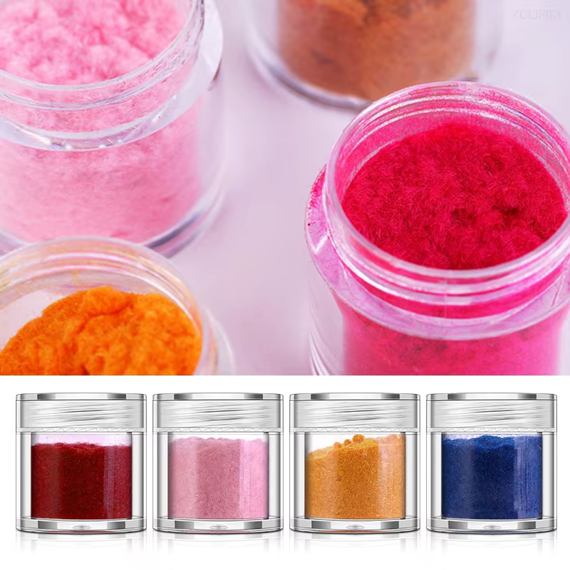 10 couleurs flou flocage velours poudre à ongles coloré paillettes poussière manucure bricolage UV Gel vernis Nail Art conseils décoration 10 ml/boîte