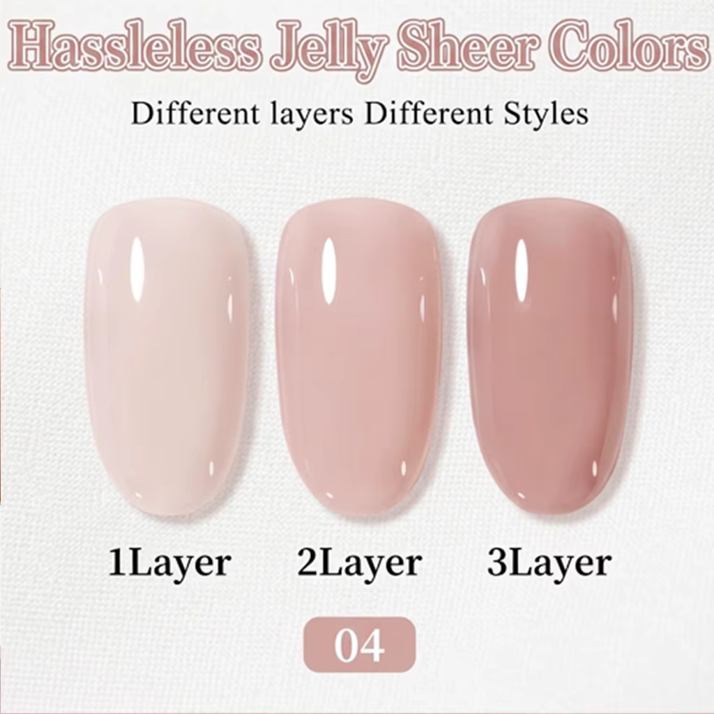 Ensemble de vernis à ongles en gel nude et transparent sans tracas (3 couleurs) : Blanc laiteux nacré
