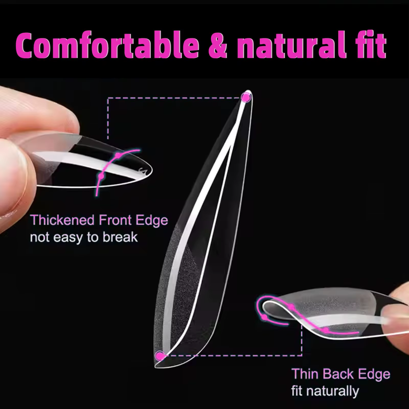 600 faux ongles en forme d'amande de taille moyenne