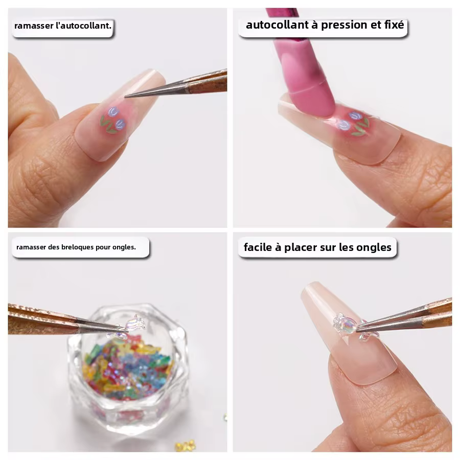 Pincettes à ongles en Silicone à Double extrémité avec tête de pressage