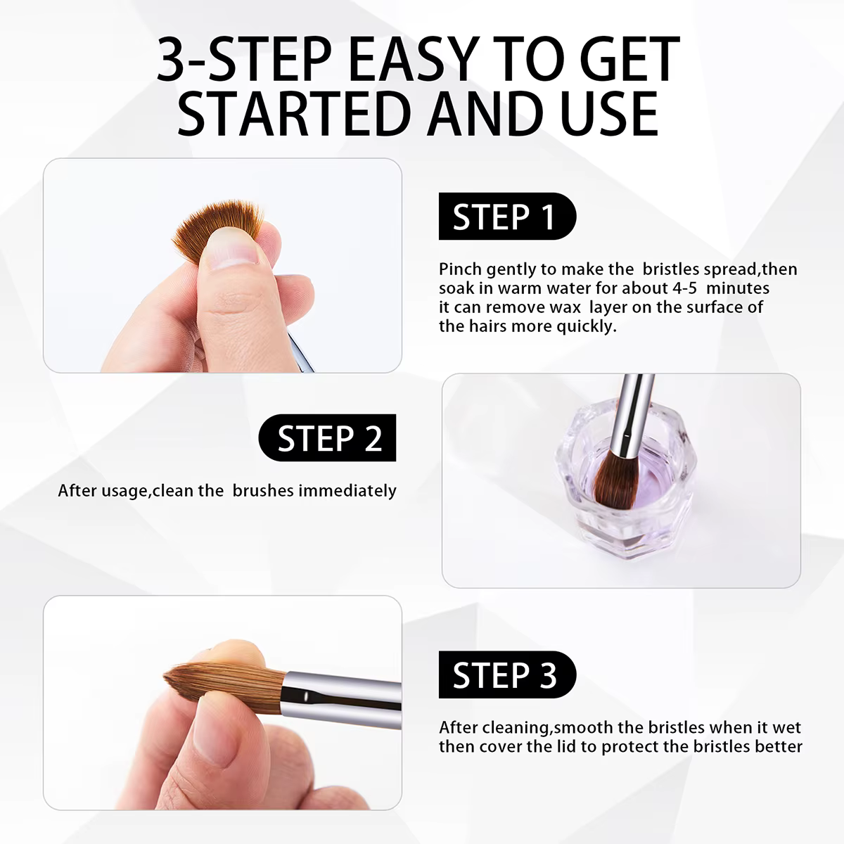 KEMEISI # 8- # Kolinsky – ensemble de 16 brosses à ongles en acrylique