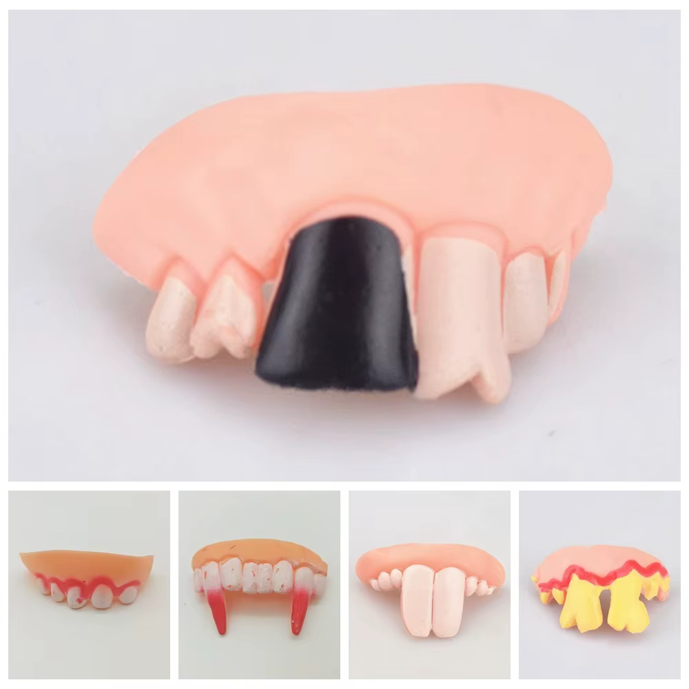 Prothèses dentaires amusantes, 10 styles, dents laides, jouet en caoutchouc, fausses dents, accessoire de décoration d'halloween