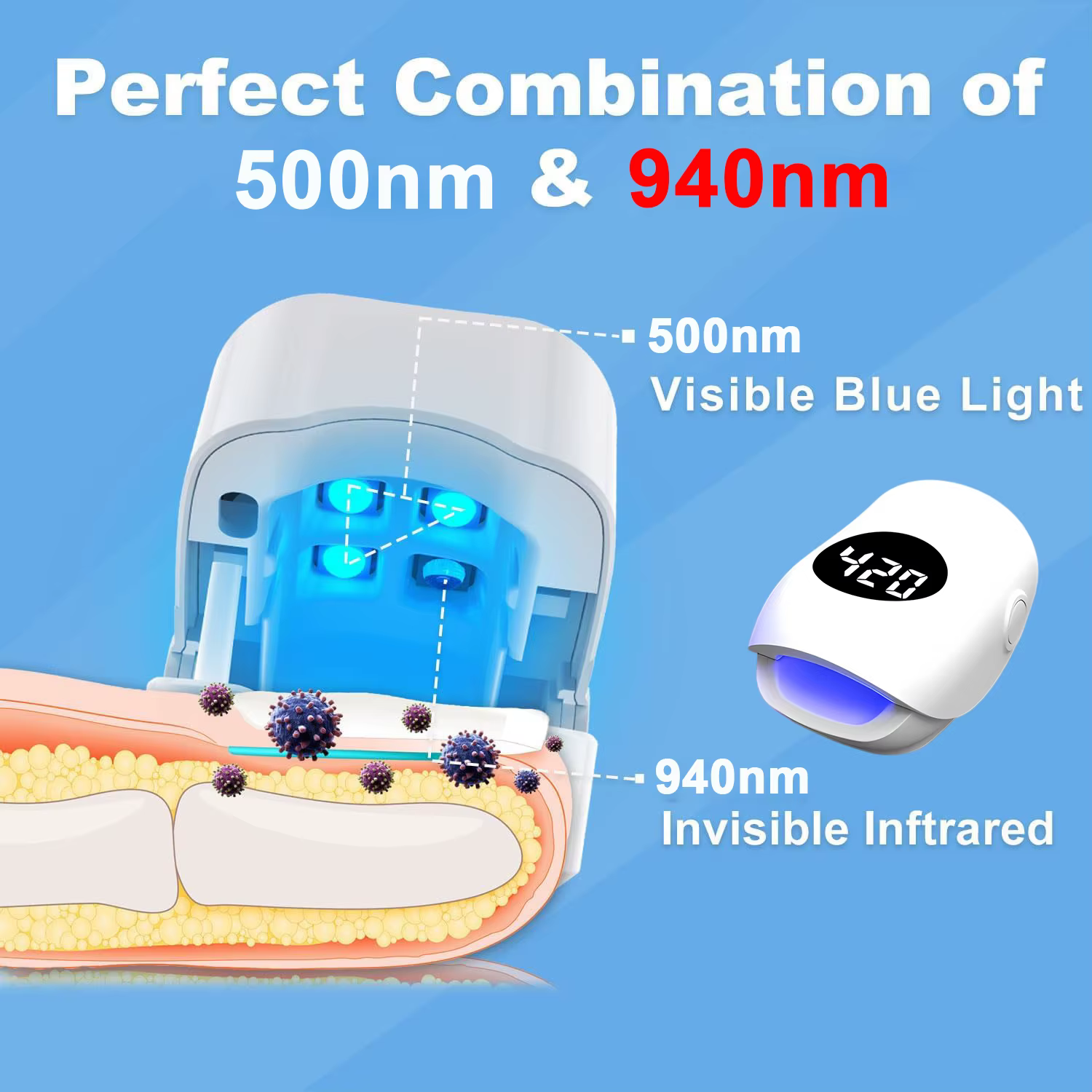 Lampe de photothérapie laser efficace pour l'élimination des mycoses des ongles
