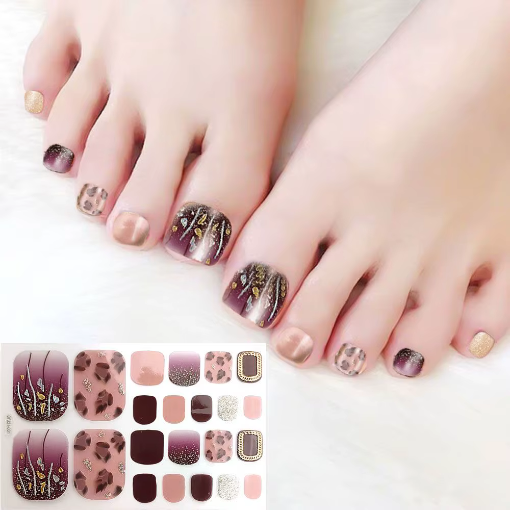 Femmes filles faux ongles rayure couverture complète imperméable Style frais décorations de pieds bricolage manucure