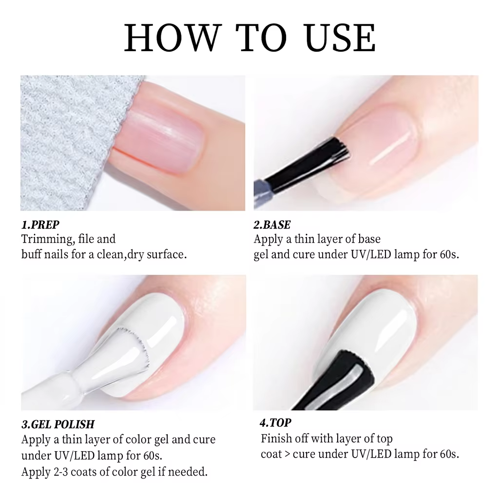 Gel à ongles noir et blanc uni sans tracas 15 ml