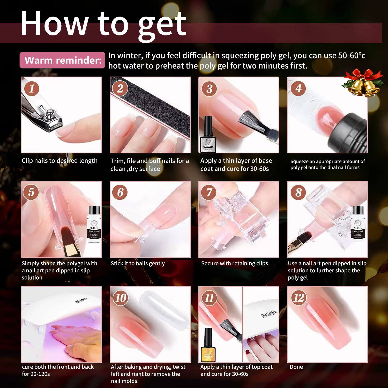 Kit de Gel Poly pour Ongles Tout-en-un 6 Couleurs 15g