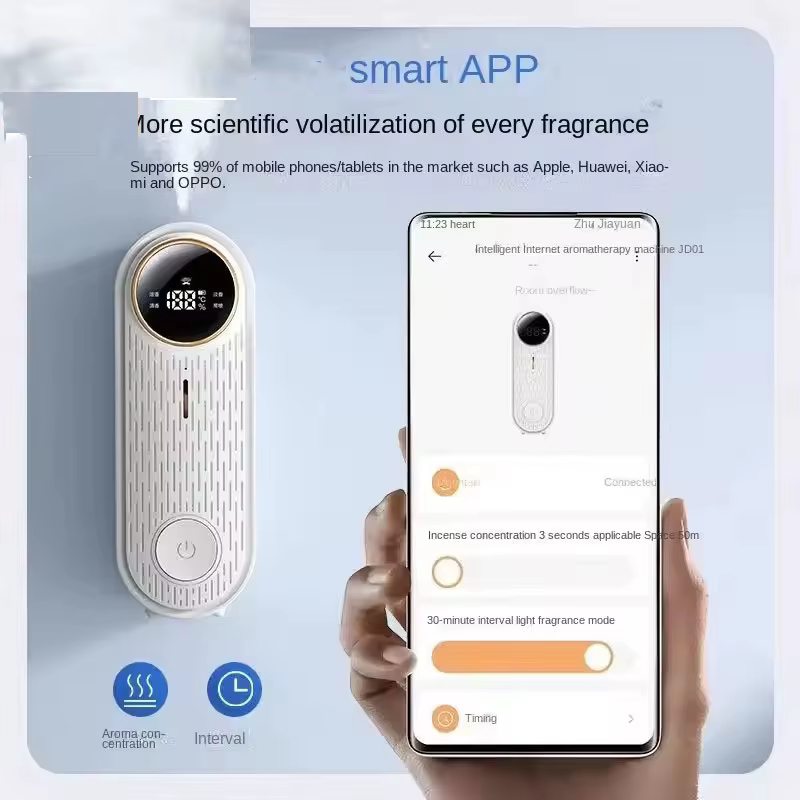 Nouvelle machine d'aromathérapie intelligente avec application, humidificateur, purificateur d'air pour chambre, désodorisant pour toilettes, diffuseur de parfum et d'ambiance.