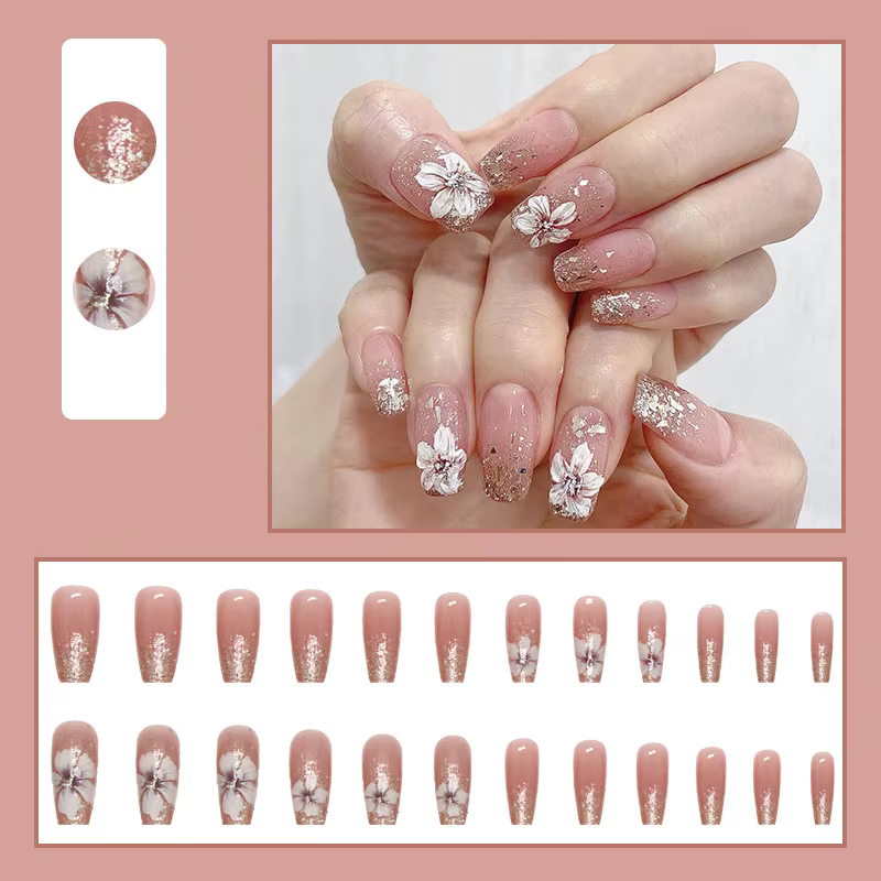 Faux ongles mi-longs pour femmes et filles