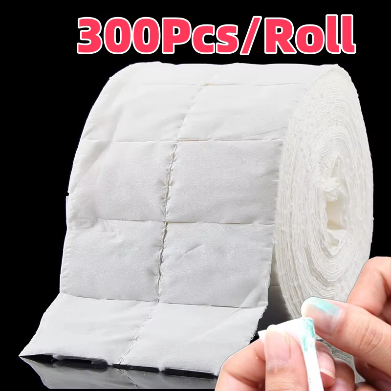 300 pièces/rouleau dissolvant de vernis à ongles tampons de coton blanc déchiré non pelucheux lingettes