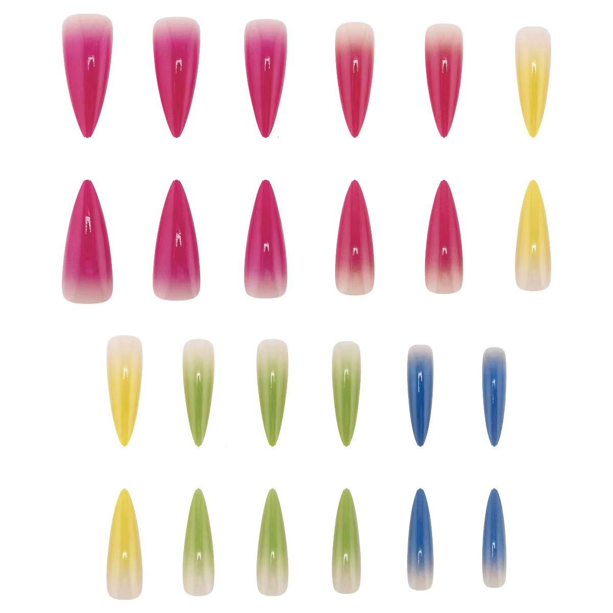 Spicy Girl's Cool Y2k faux ongles arc-en-ciel dégradé longs