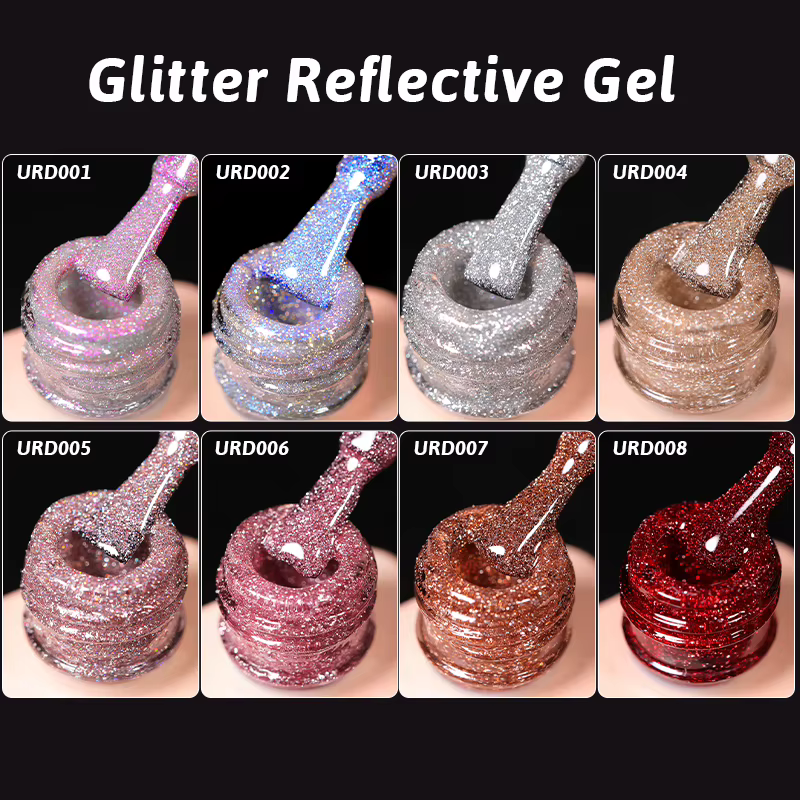 UR SUGAR 15ml Champagne or argent réfléchissant paillettes Gel vernis à ongles