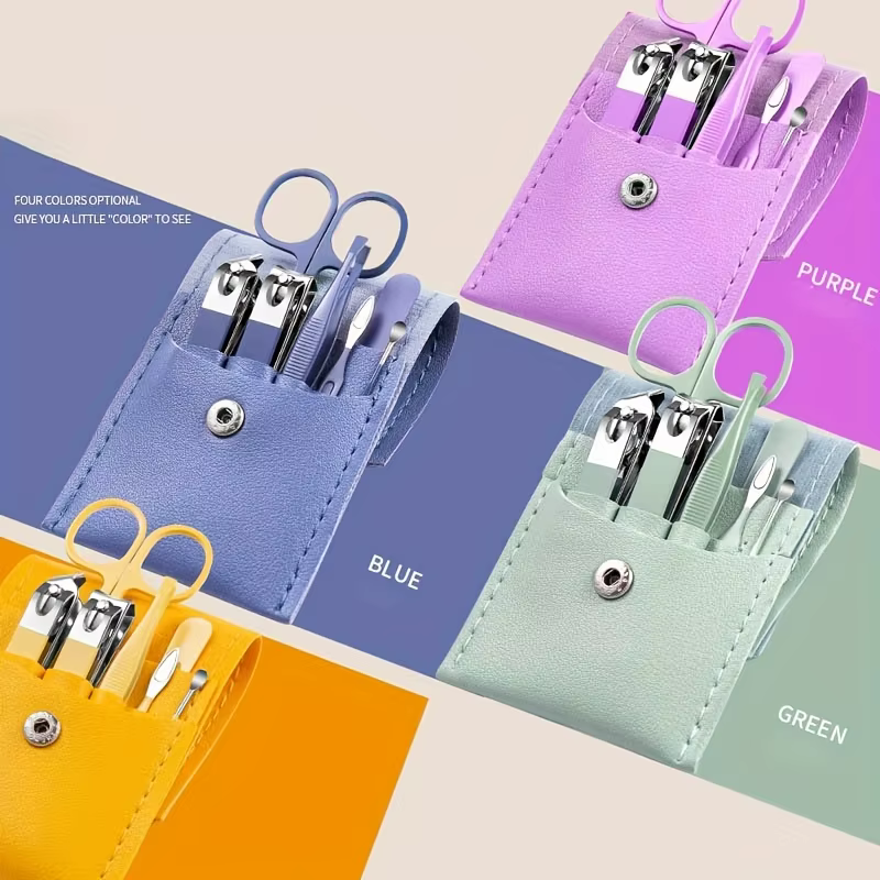 Colourful Portable Travel Case - Manicure Set with Nail Clippers