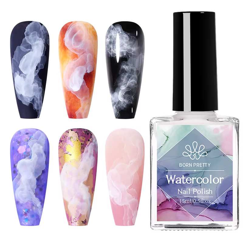 BORN PRETTY 15ml Gel à fleurs blanches UV LED Soak Off vernis à ongles effet d'épandage aquarelle marbre