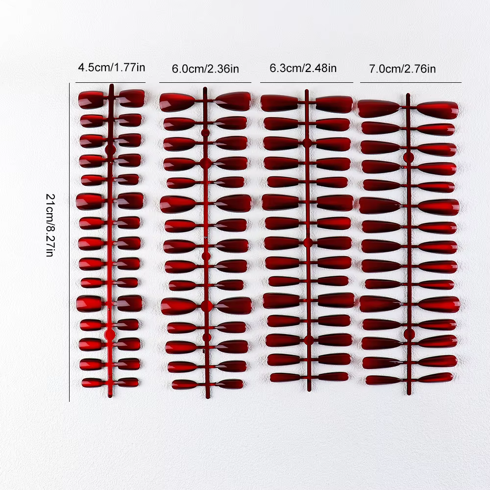 30 pièces aimant rouge oeil de chat faux ongles amande longue cercueil brillant