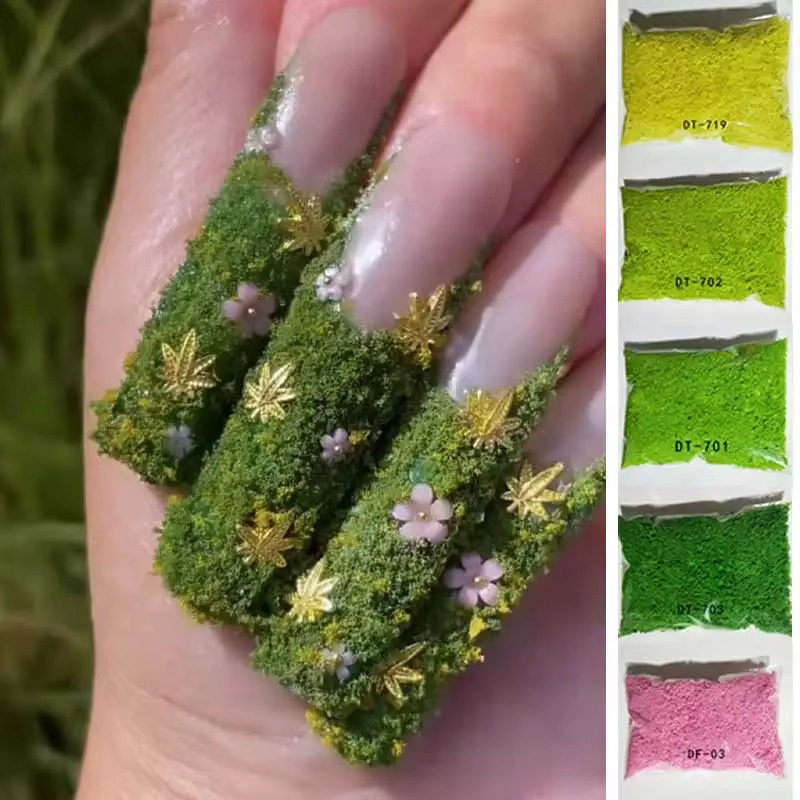 Décoration de charme d'ongle de poudre d'ange d'arbre vert