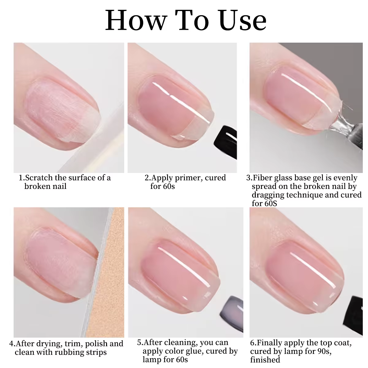 Gel de base en caoutchouc à fibres Hassleless 15 ml pour réparer les ongles cassés